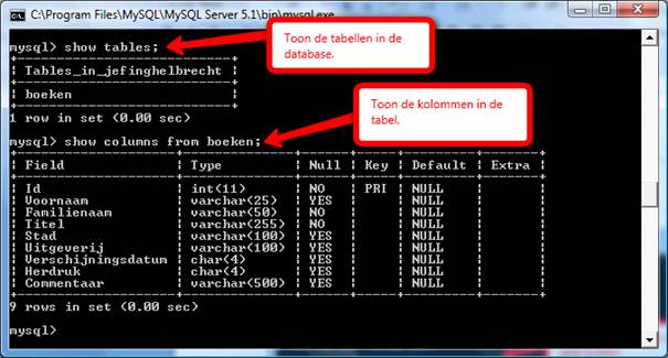 MySQL SHOW statement